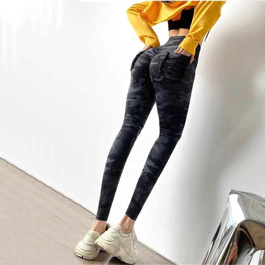 2024 Nylon Camouflage Yoga Pants Pocket High Waist Leggings