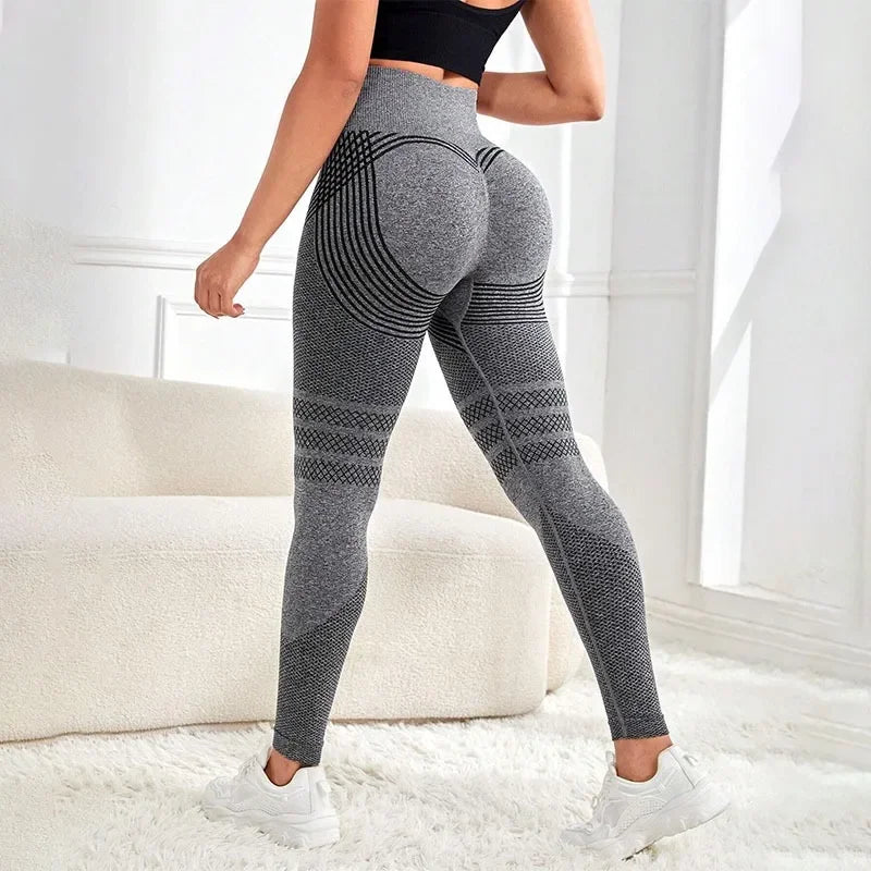 Knit Seamless Leggings Women Elastic High Waist Yoga Pants